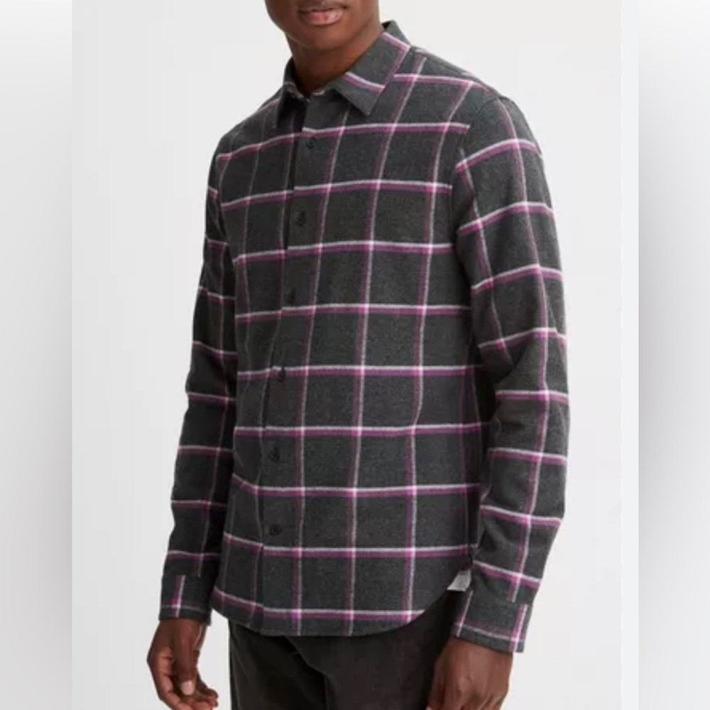 Vince Men’s Skipton Cotton Flannel Plaid Shirt Size XL
